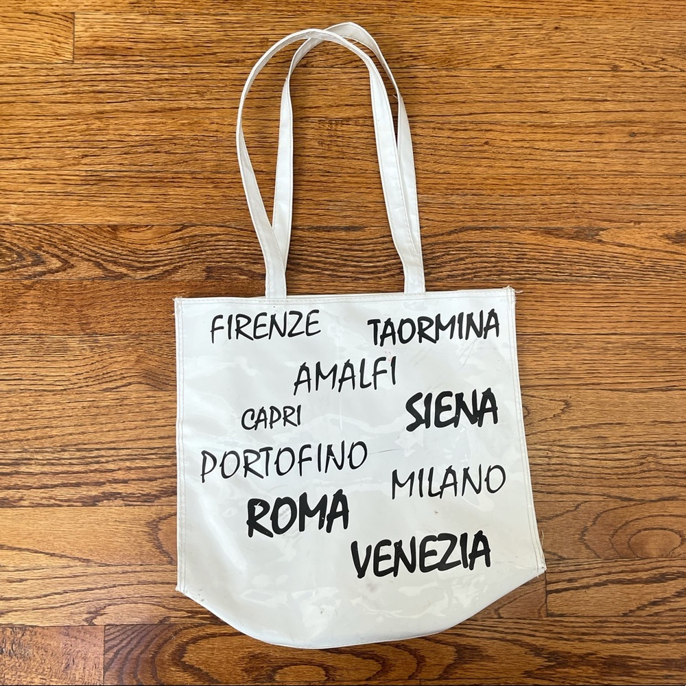 I ❤️ Italia White Leather Shopping Bag